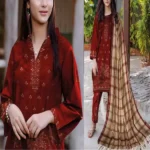 چنری Libas - Dhanak Heavy Embroidery Cutwork Suit with Multani Wool Shawl Modern Design
